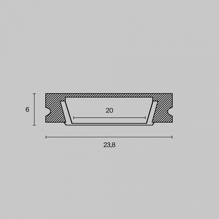 Профиль встраиваемый maytoni алюминиевый профиль alm002s-2m