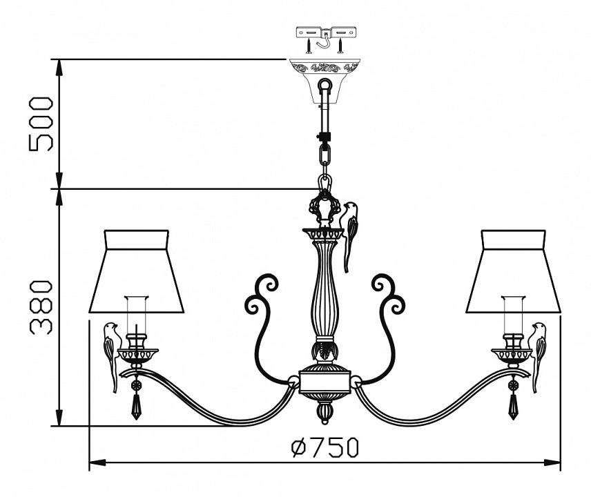 Подвесная люстра maytoni bird arm013-08-w