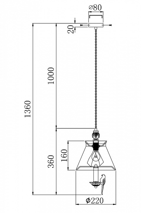 Подвесной светильник maytoni bird arm013-pl-01-w