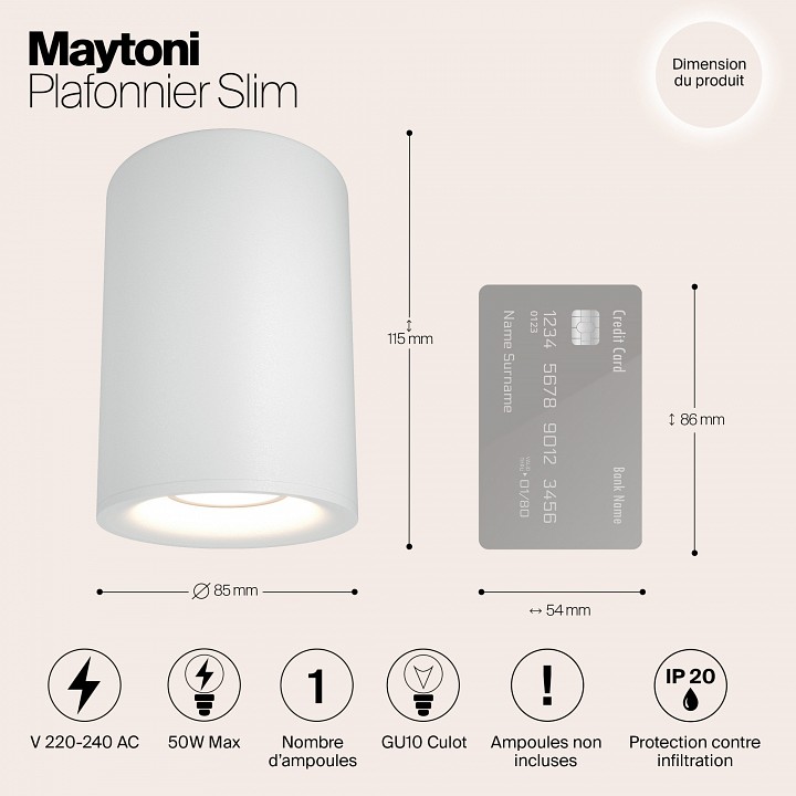Накладной светильник maytoni slim c012cl-01w