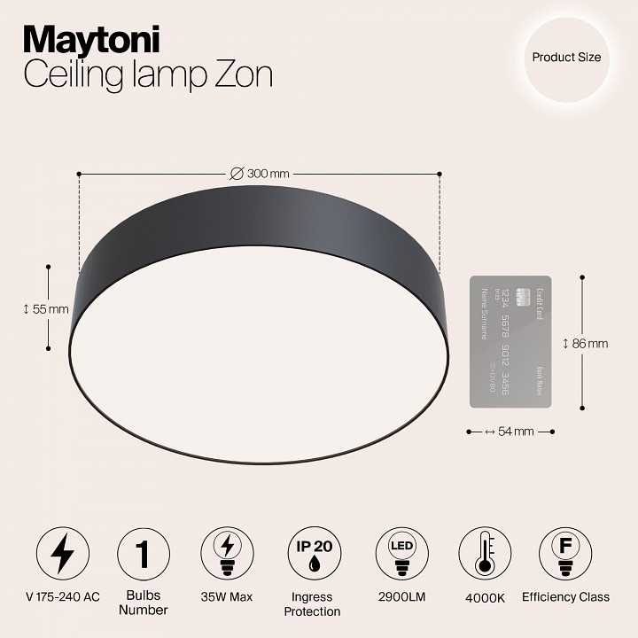 Накладной светильник maytoni zon c032cl-l43b4k