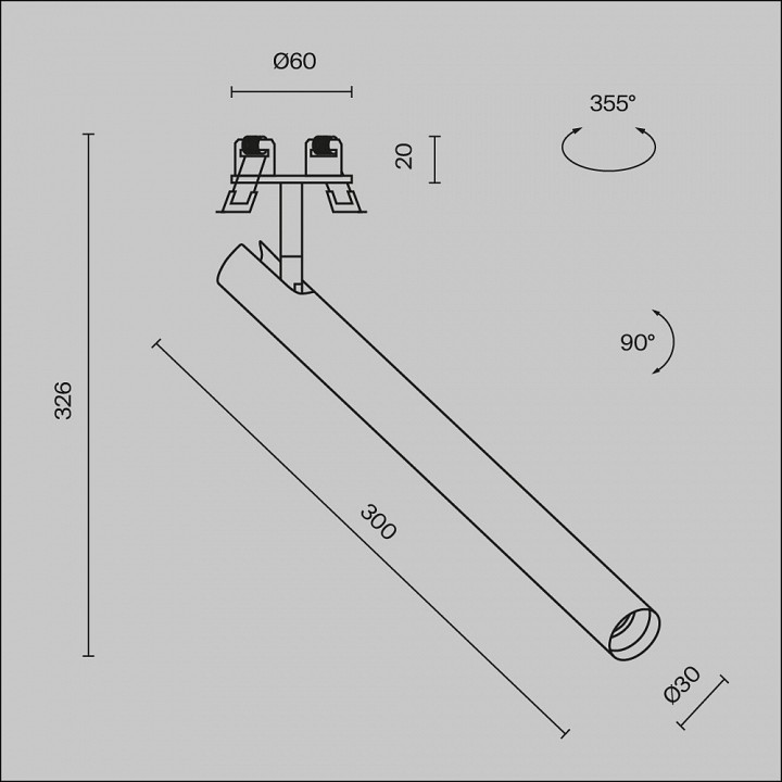 Встраиваемый светильник на штанге maytoni focus t c141rs-l300-6w4k-w