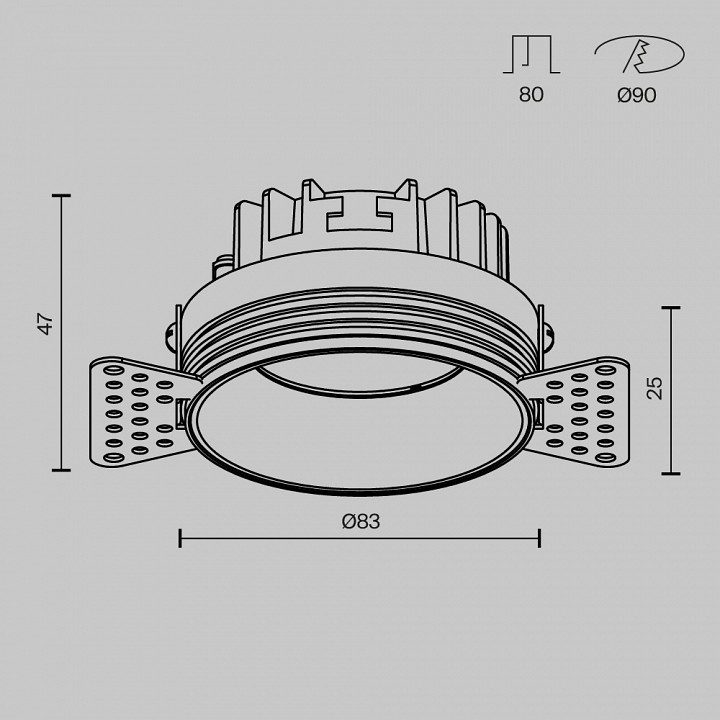 Встраиваемый светильник maytoni technical okno dl055-8w3-4-6k-trs-w