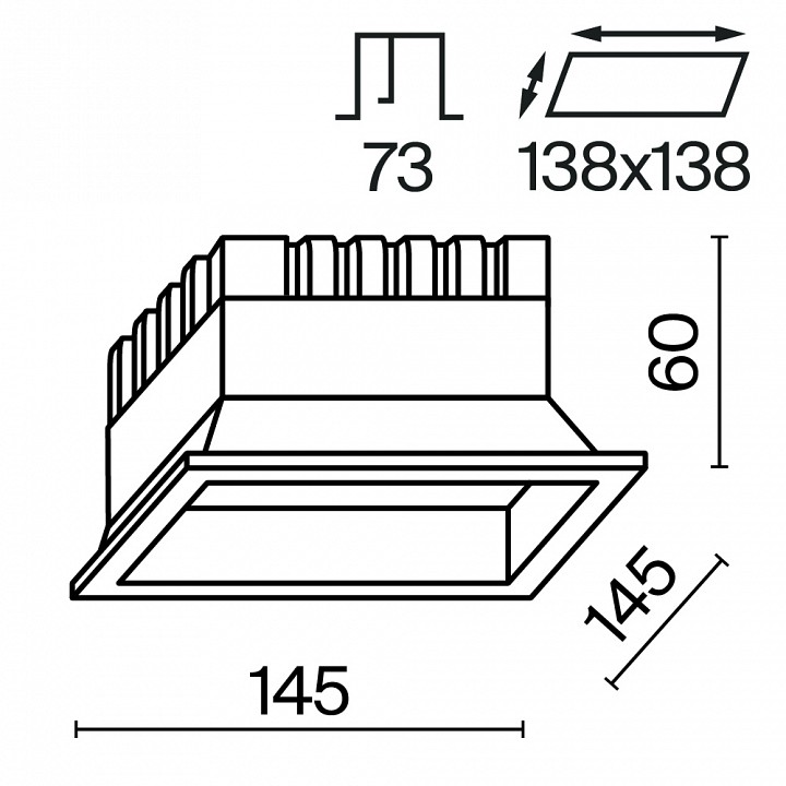 Встраиваемый светильник maytoni technical okno dl056-18w3-4-6k-w