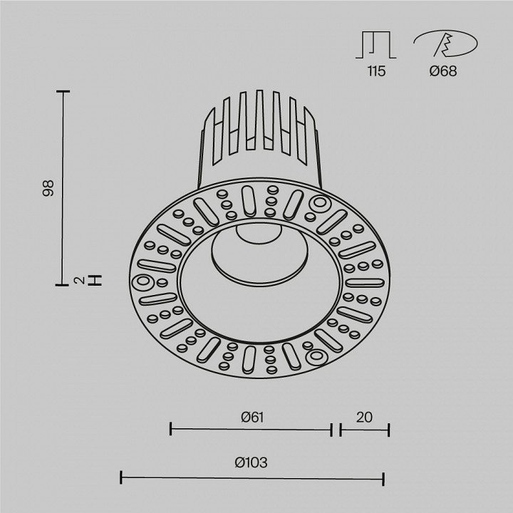 Встраиваемый светильник maytoni dip dl121-15w-2.7k-trs-b