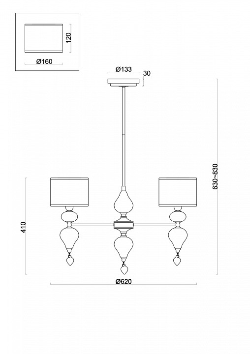 Люстра на штанге freya raise fr5369cl-03bs