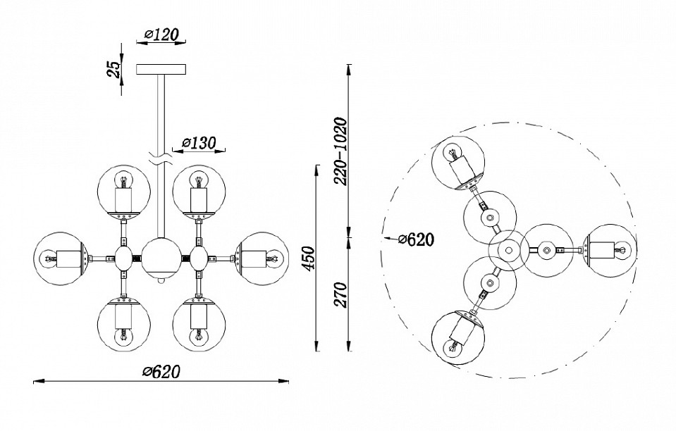 Люстра на штанге freya richard fr5596pl-09ch