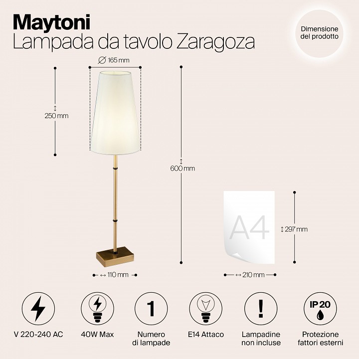 Настольная лампа декоративная maytoni zaragoza h001tl-01bs