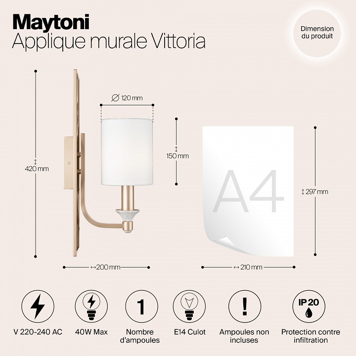 Бра maytoni vittoria h005wl-01bg