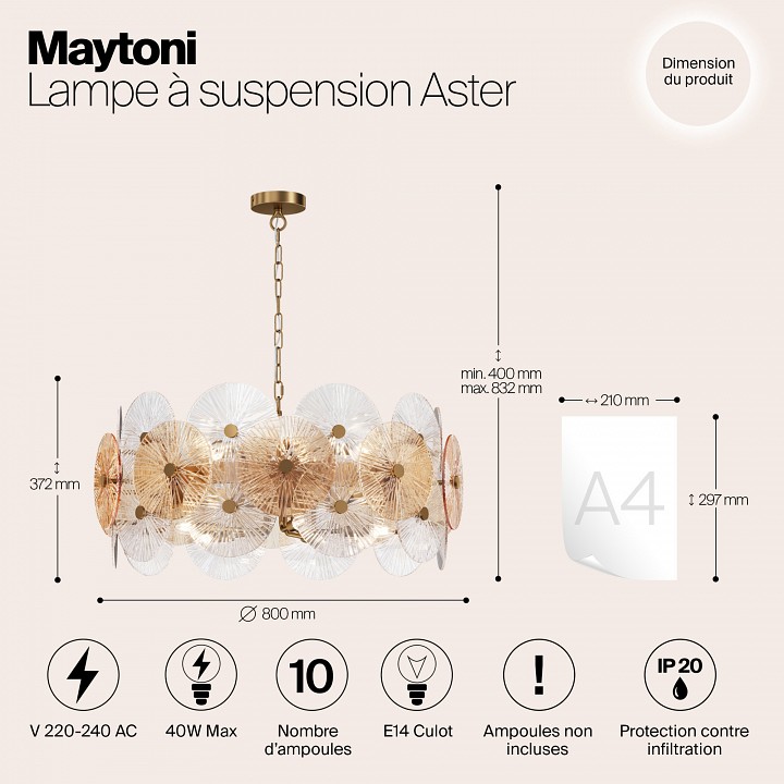 Подвесной светильник maytoni aster mod007pl-10g