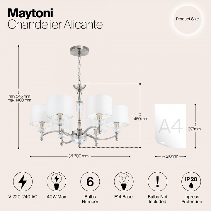 Подвесная люстра maytoni alicante mod014cl-06n