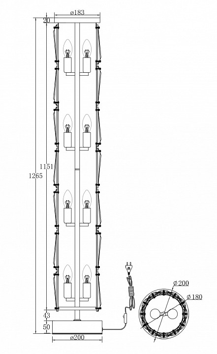 Торшер maytoni puntes mod043fl-08g