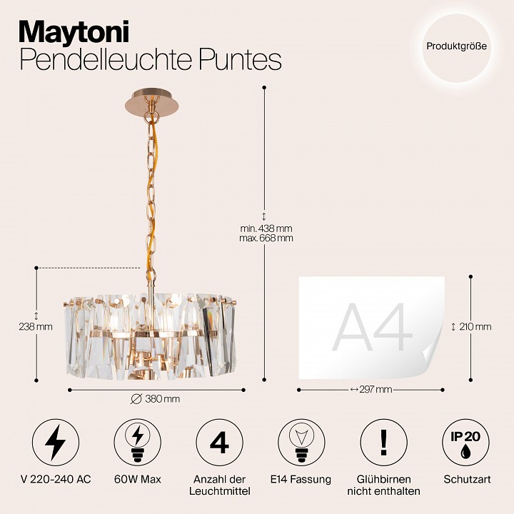 Подвесной светильник maytoni puntes mod043pl-04g