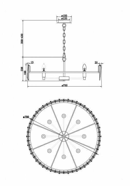 Подвесной светильник maytoni puntes mod043pl-08ch