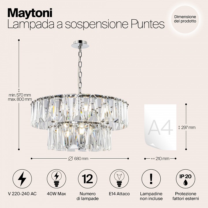 Подвесной светильник maytoni puntes mod043pl-12ch