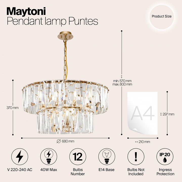 Подвесной светильник maytoni puntes mod043pl-12g