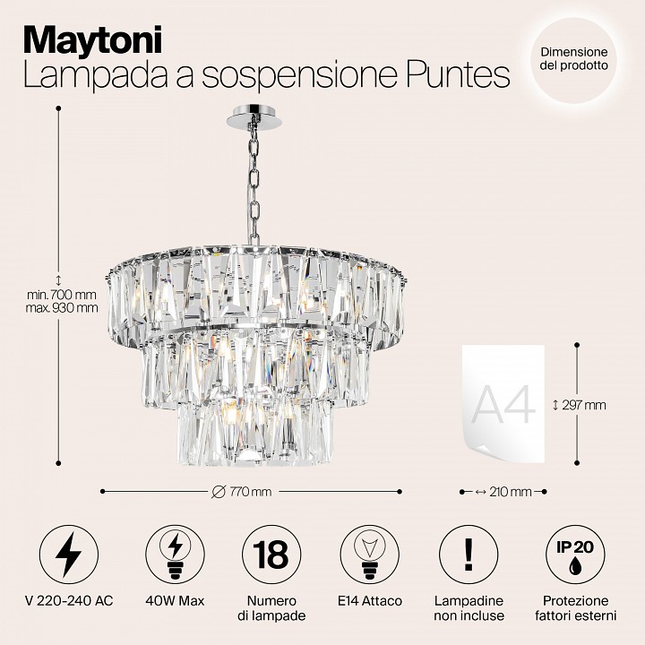 Подвесной светильник maytoni puntes mod043pl-18ch