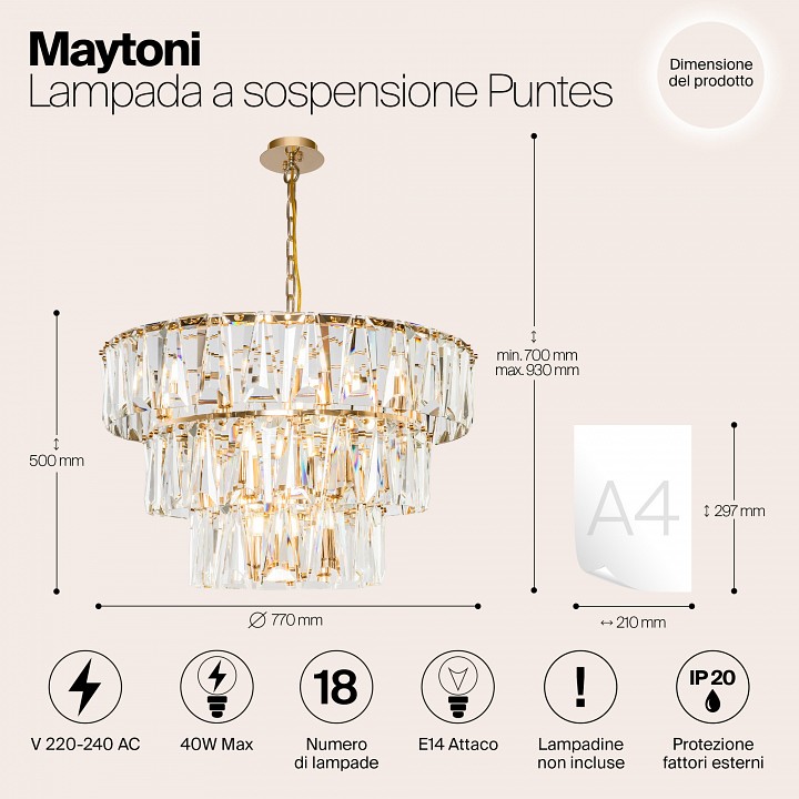 Подвесной светильник maytoni puntes mod043pl-18g