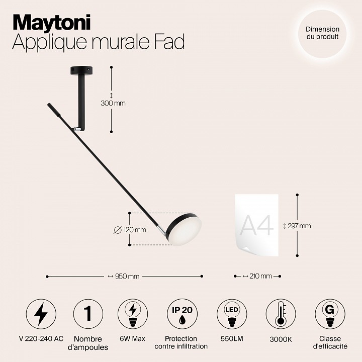 Бра maytoni fad mod070wl-l6b3k