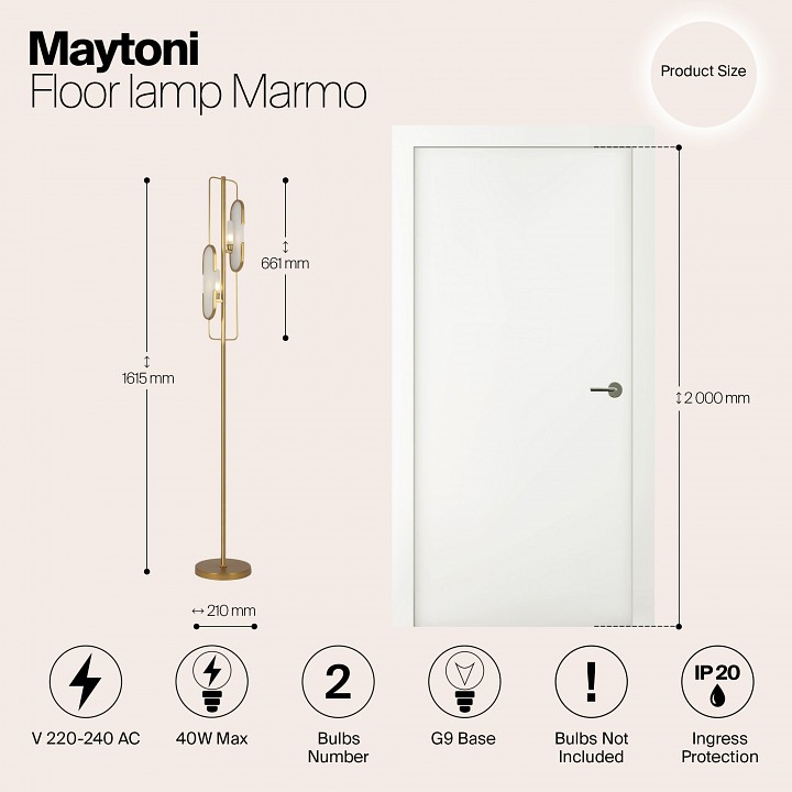 Торшер maytoni marmo mod099fl-02g