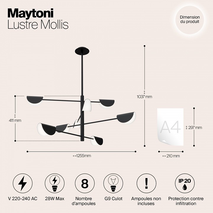 Люстра на штанге maytoni mollis mod126pl-08b