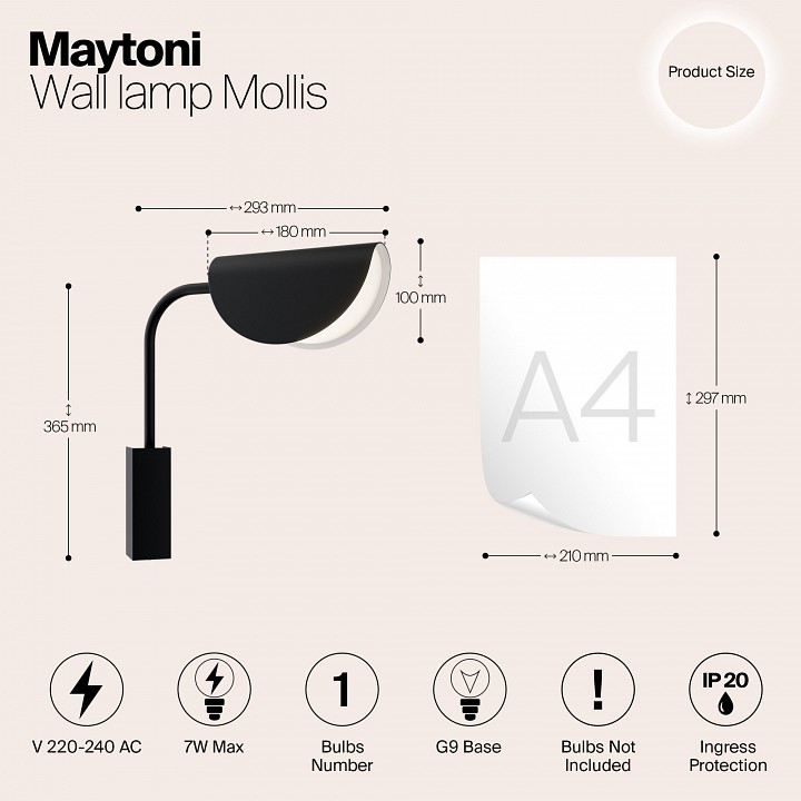 Бра maytoni mollis mod126wl-01b