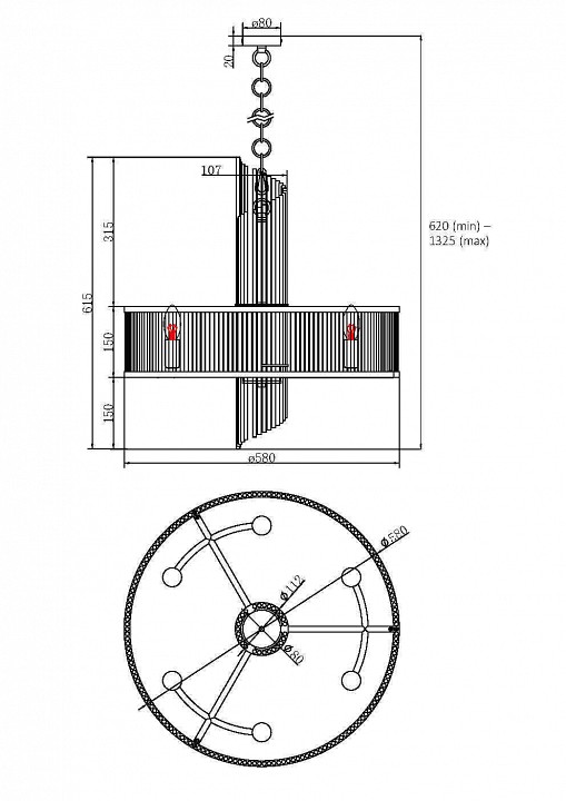 Подвесной светильник maytoni frame mod174pl-06g