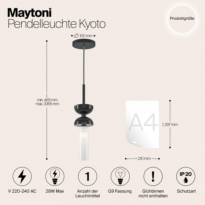 Подвесной светильник maytoni kyoto mod178pl-01b