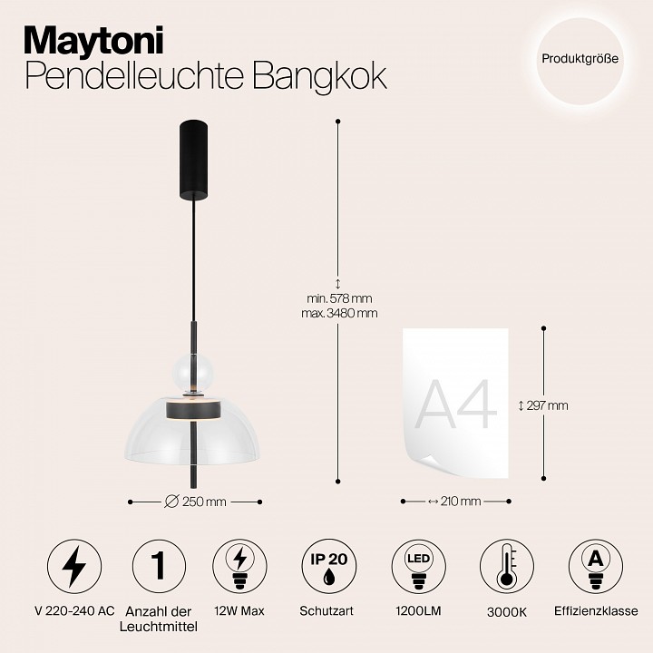 Подвесной светильник maytoni bangkok mod185pl-l6b3k1