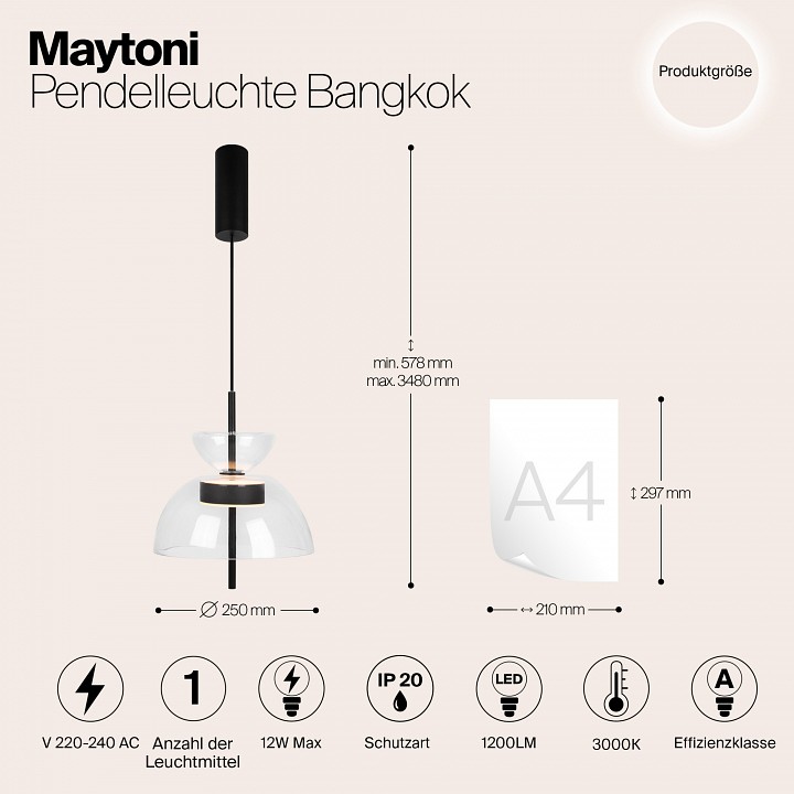Подвесной светильник maytoni bangkok mod185pl-l6b3k2