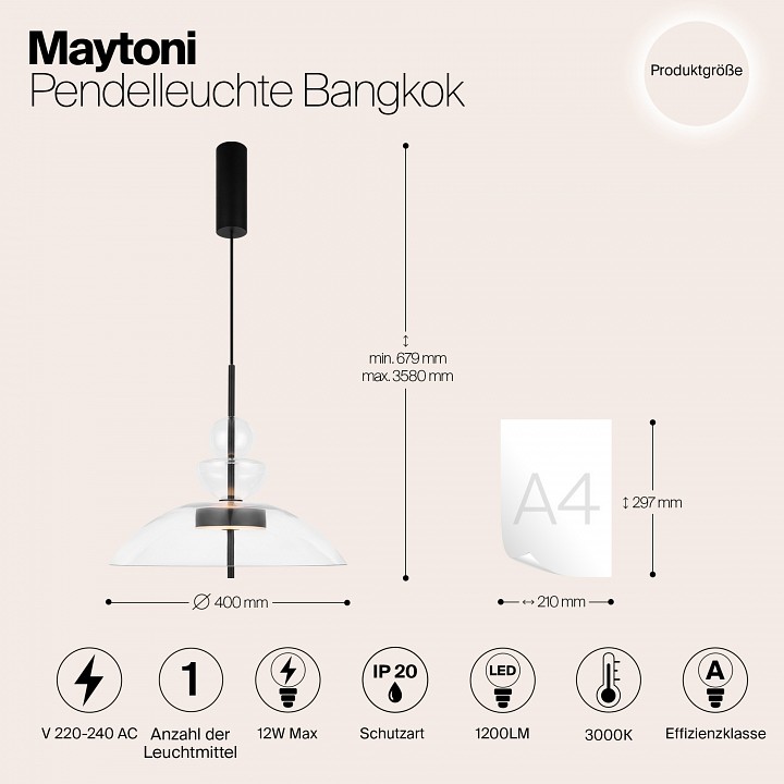 Подвесной светильник maytoni bangkok mod185pl-l6b3k3