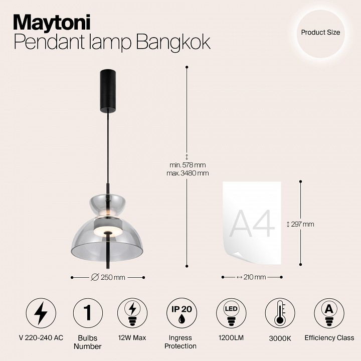 Подвесной светильник maytoni bangkok mod185pl-l6b3k5