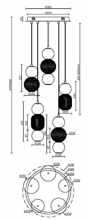 Подвесная люстра maytoni drop mod273pl-l80ch3k