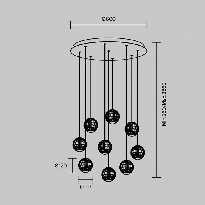 Подвесная люстра maytoni sapphire mod293pl-l56bs3k