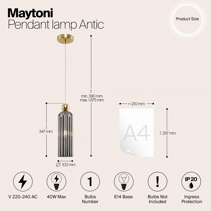 Подвесной светильник maytoni antic mod302pl-01gr