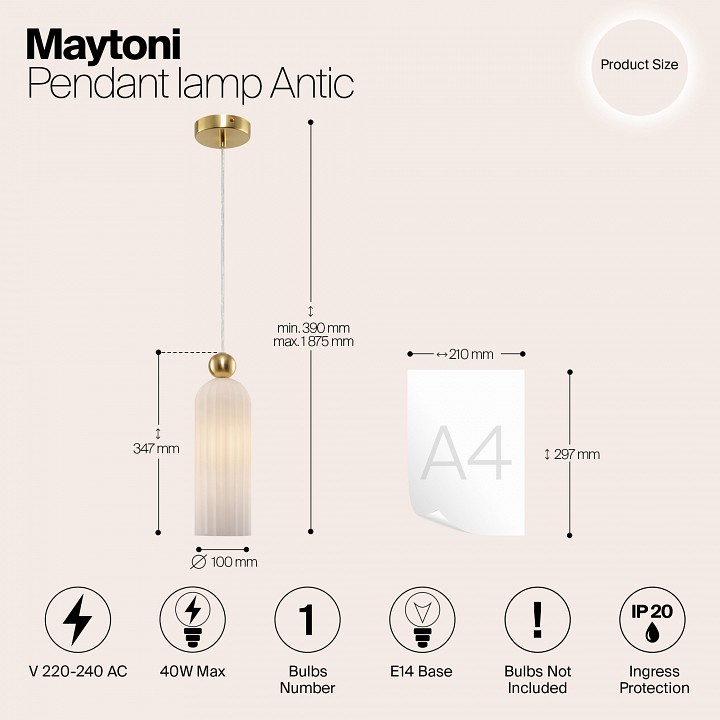 Подвесной светильник maytoni antic mod302pl-01w