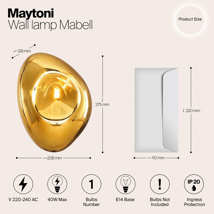 Накладной светильник maytoni mabell mod306wl-01g