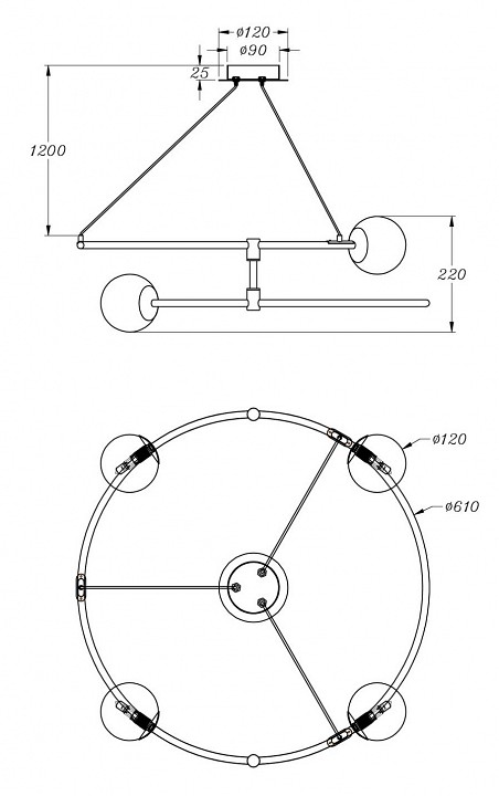 Подвесная люстра maytoni balance mod317pl-04g