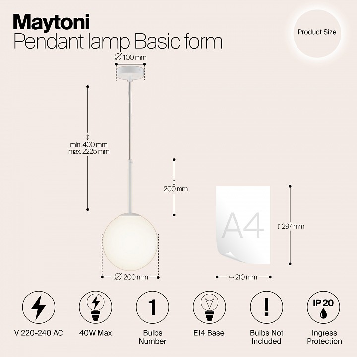 Подвесной светильник maytoni basic form mod321pl-01w1
