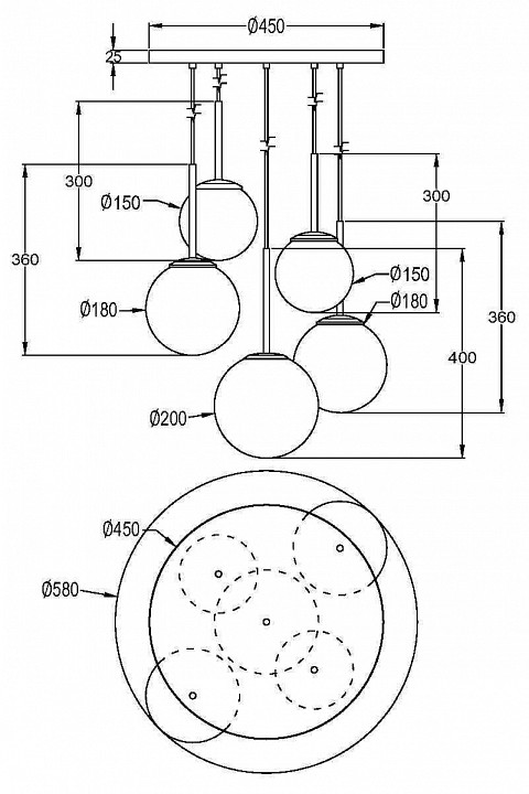 Подвесной светильник maytoni basic form mod321pl-05g1