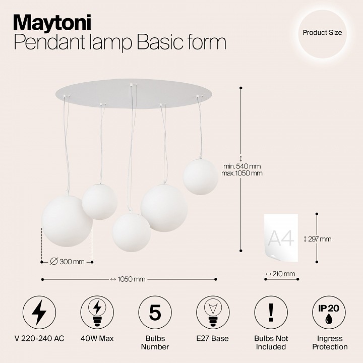 Подвесной светильник maytoni basic form mod321pl-05w1
