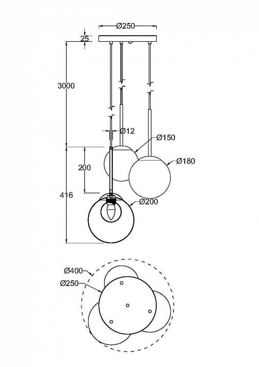 Подвесной светильник maytoni basic form mod521pl-03g