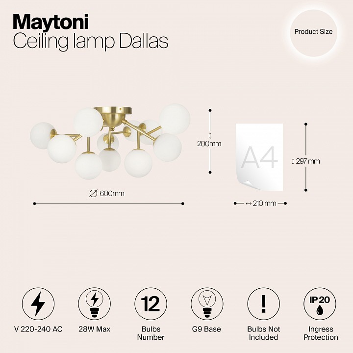 Потолочная люстра maytoni dallas mod545cl-12bs