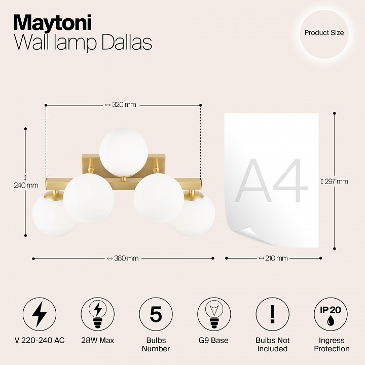 Бра maytoni dallas mod547wl-05bs