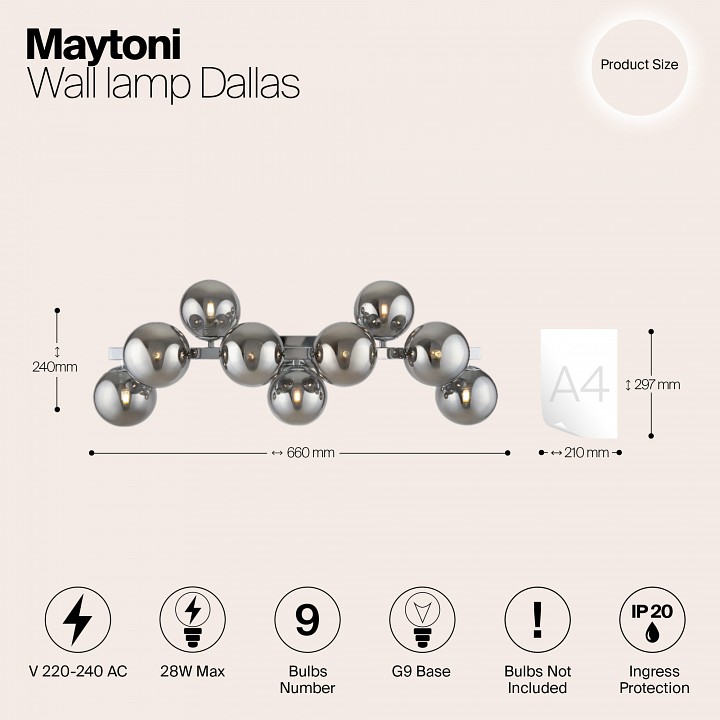 Светильник на штанге maytoni dallas mod547wl-09ch