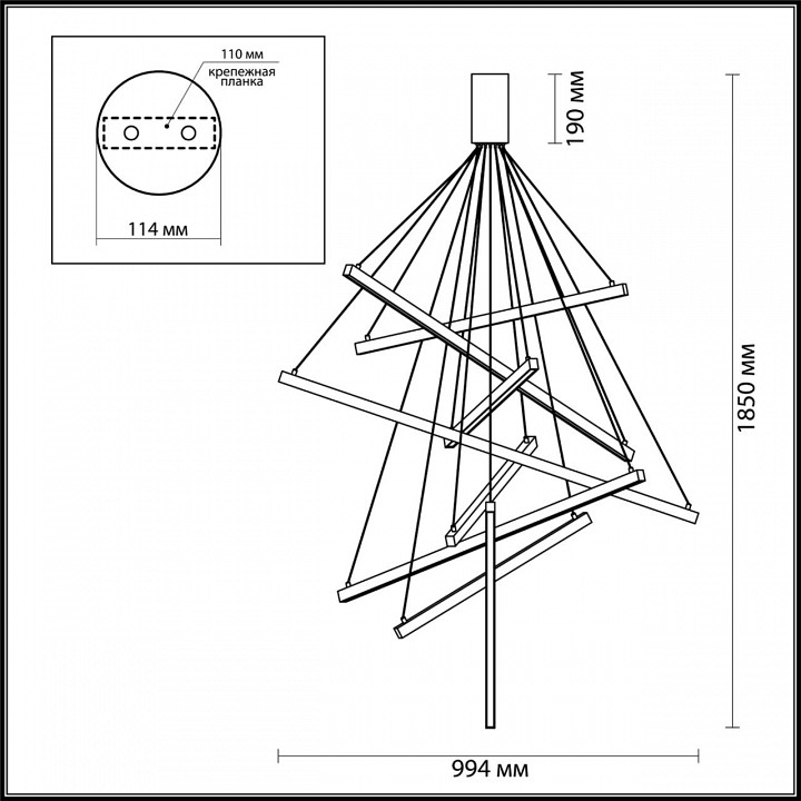 Подвесная люстра odeon light cometa 3860/96l