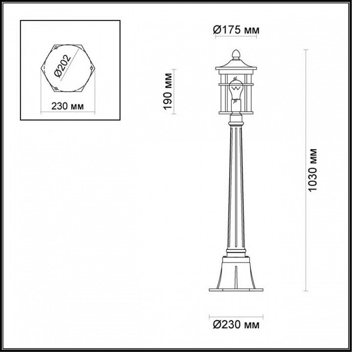 Наземный низкий светильник odeon light virta 4044/1f