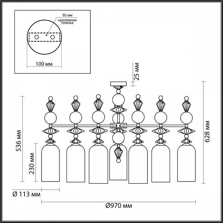 Потолочная люстра odeon light bizet 4855/7c