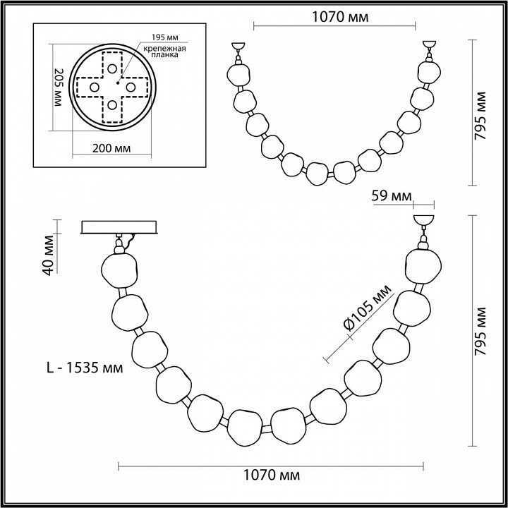 Подвесной светильник odeon light jemstone 5085/48l