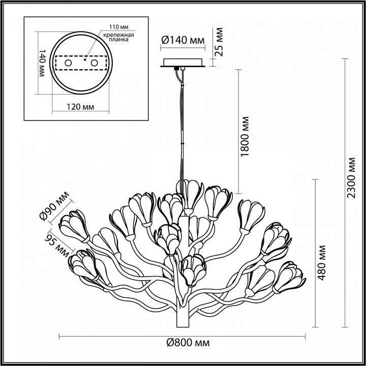 Подвесная люстра odeon light gardi 5090/18